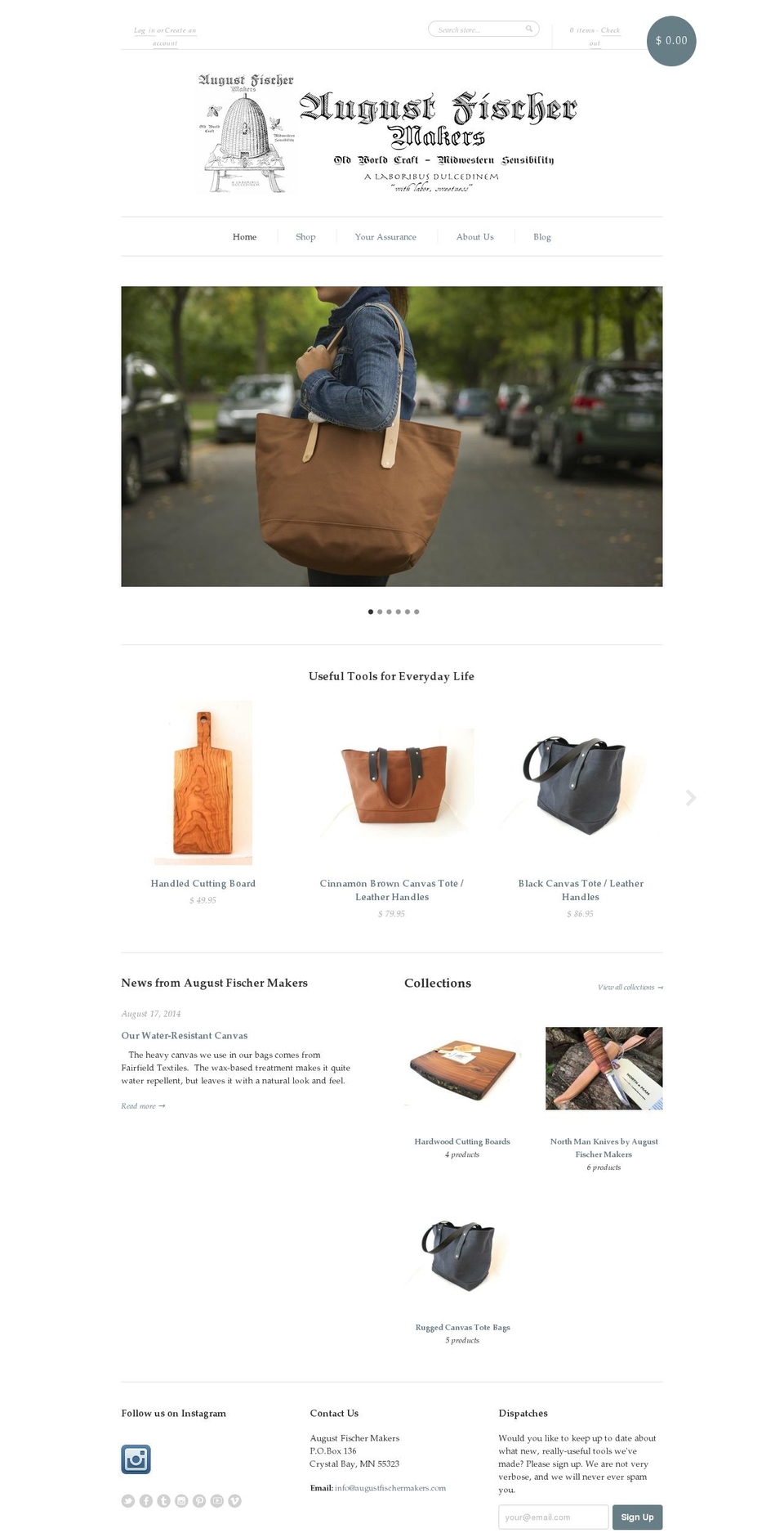 augustfischermakers.com shopify website screenshot