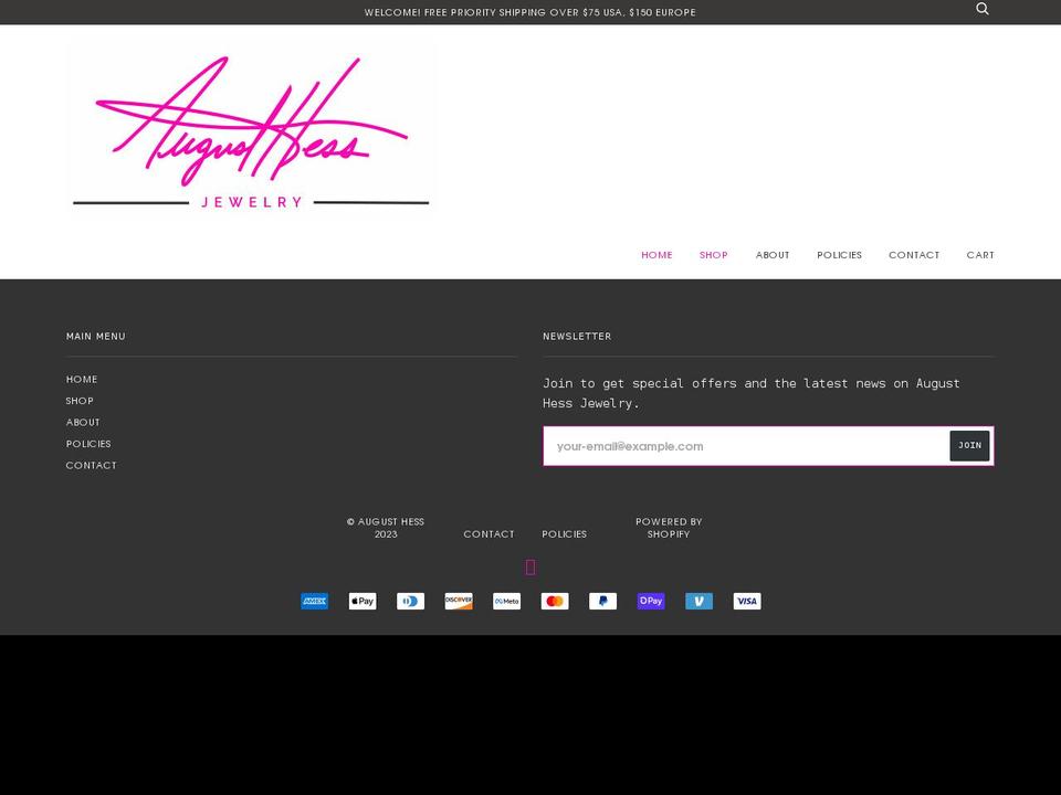augusthess.com shopify website screenshot