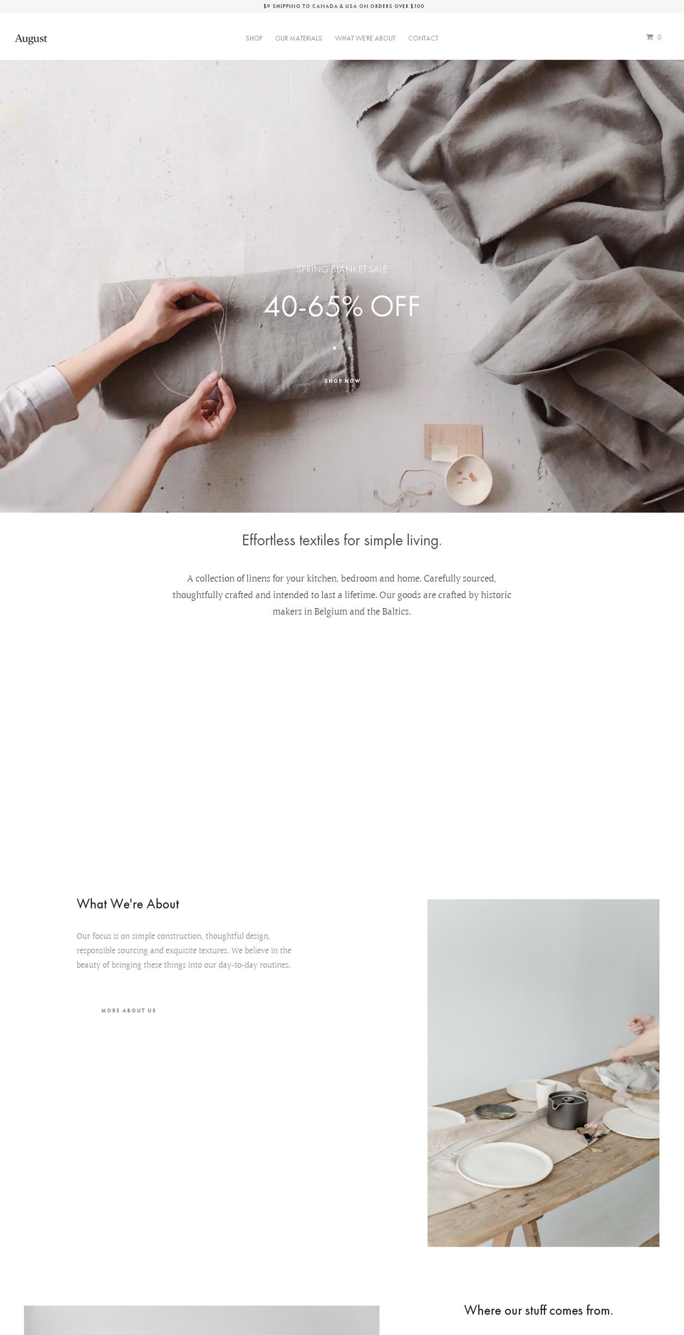 augustlinen.com — Shopify storefront screenshot