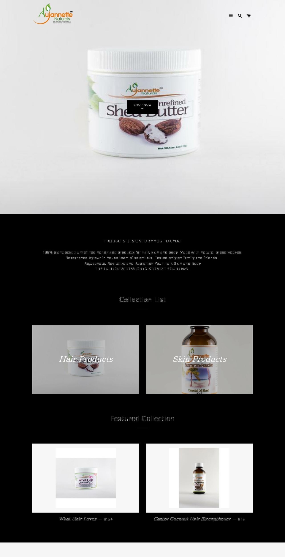 aujanaturals.com — Shopify storefront screenshot