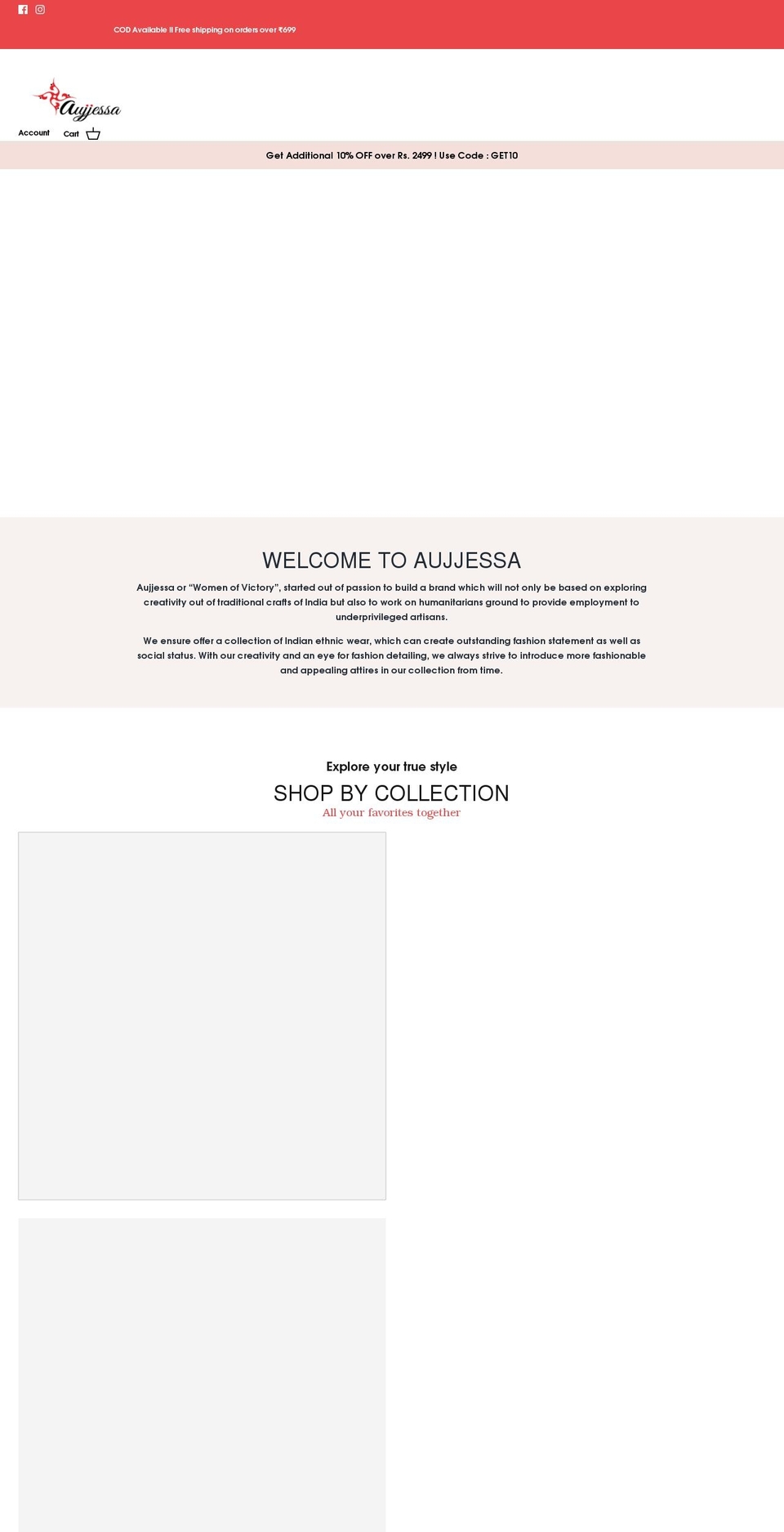 aujjessa.com shopify website screenshot