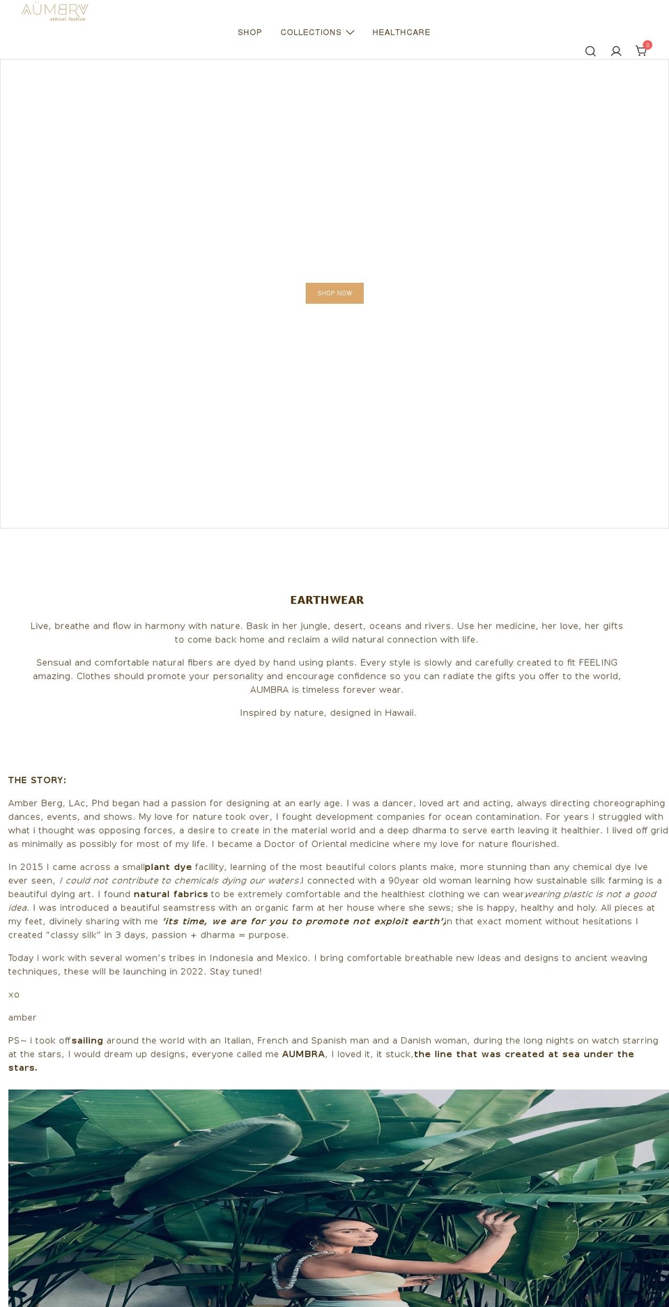 aumbraecodesigns.com — Shopify storefront screenshot