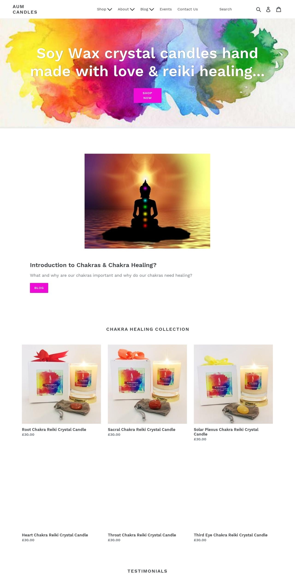 aumcandles.com — Shopify storefront screenshot
