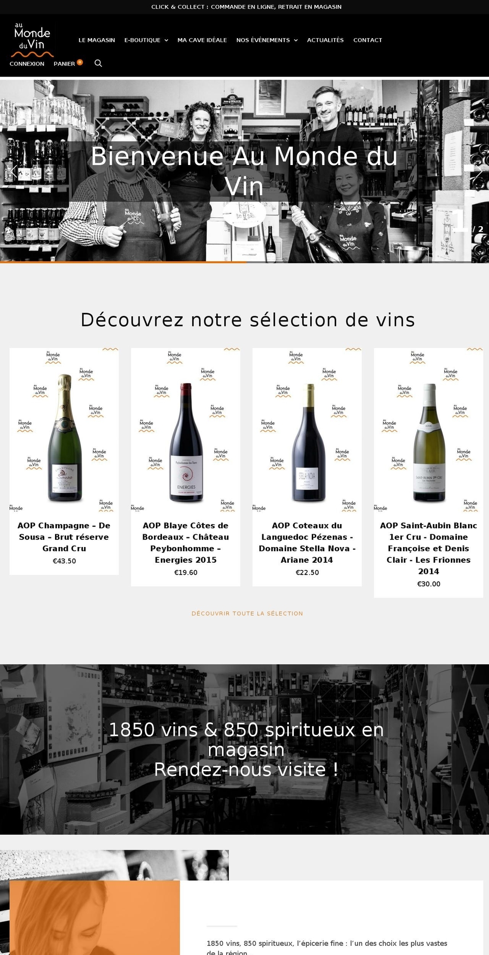 aumondeduvin.fr shopify website screenshot