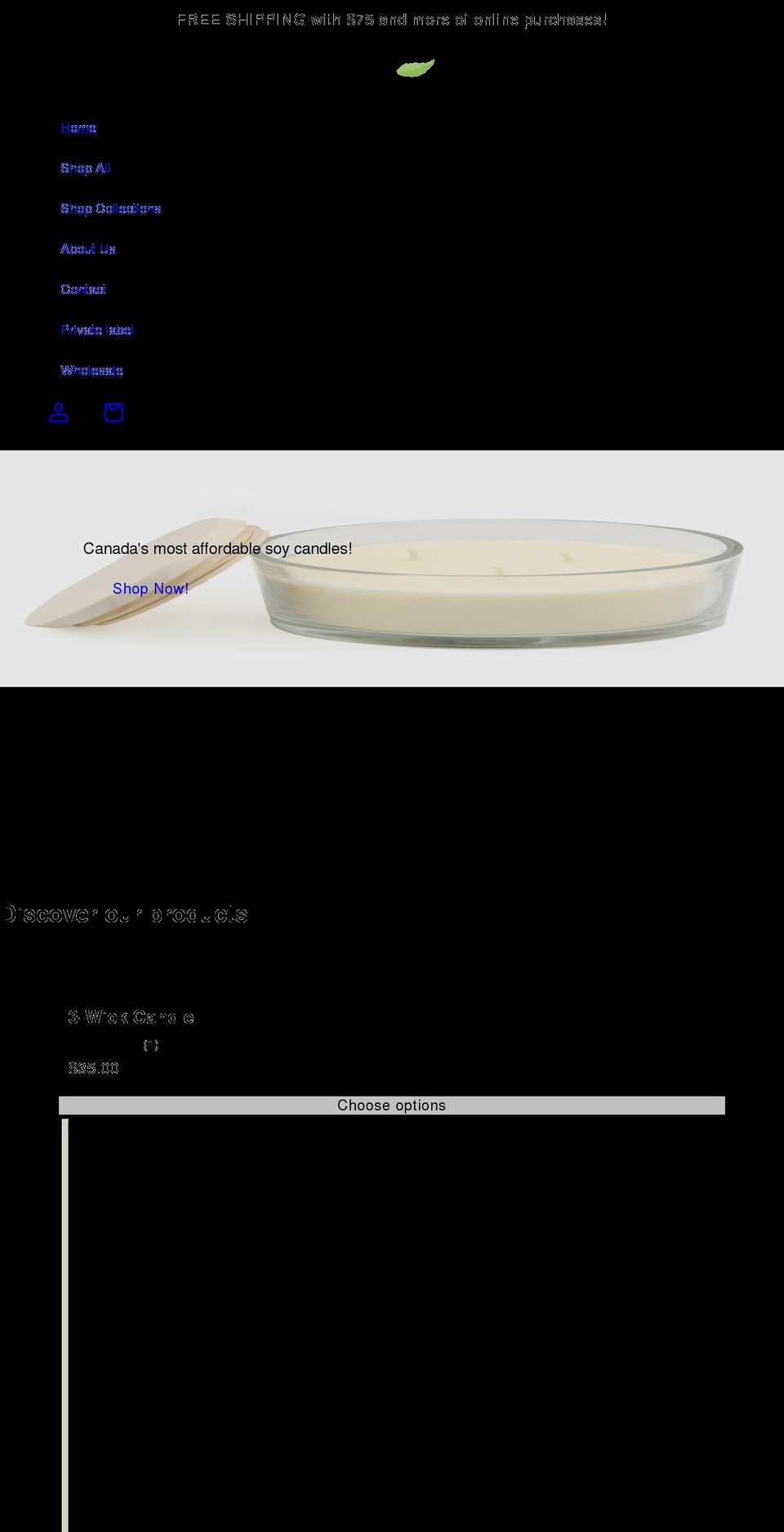 aunaturelsoycandles.ca shopify website screenshot