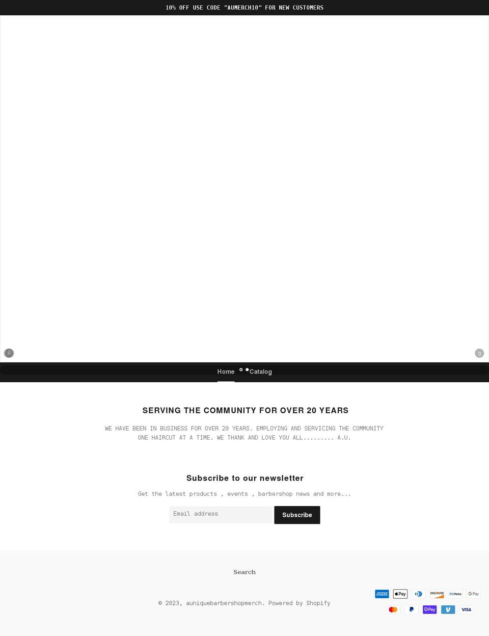 auniquebarbershopmerch.com shopify website screenshot