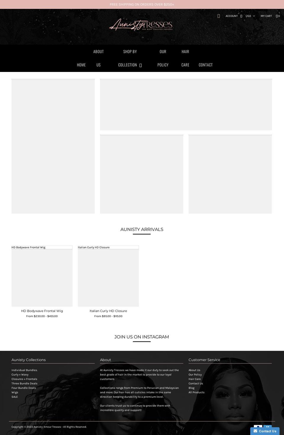 aunistytresses.com shopify website screenshot