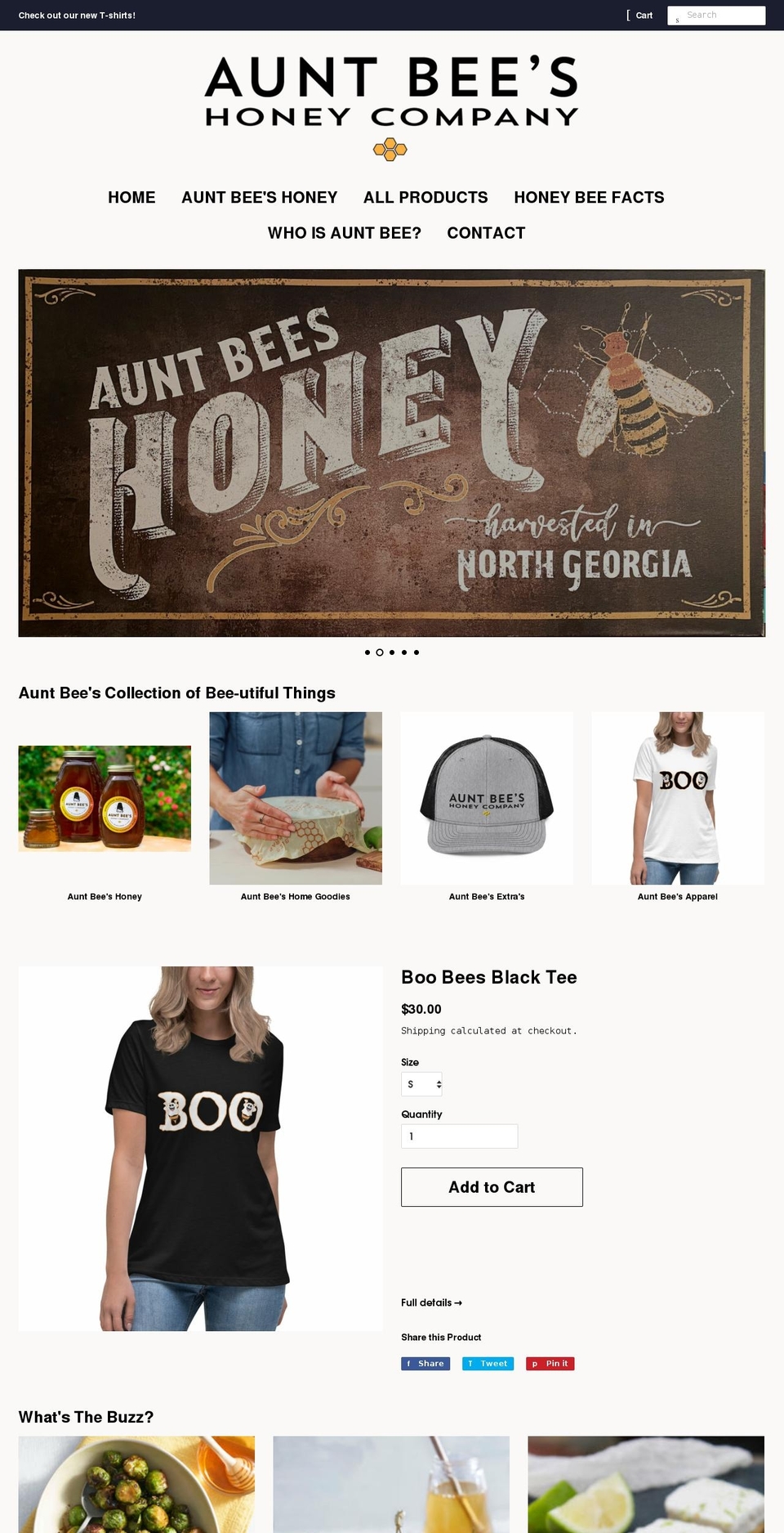 auntbeeshoney.com shopify website screenshot