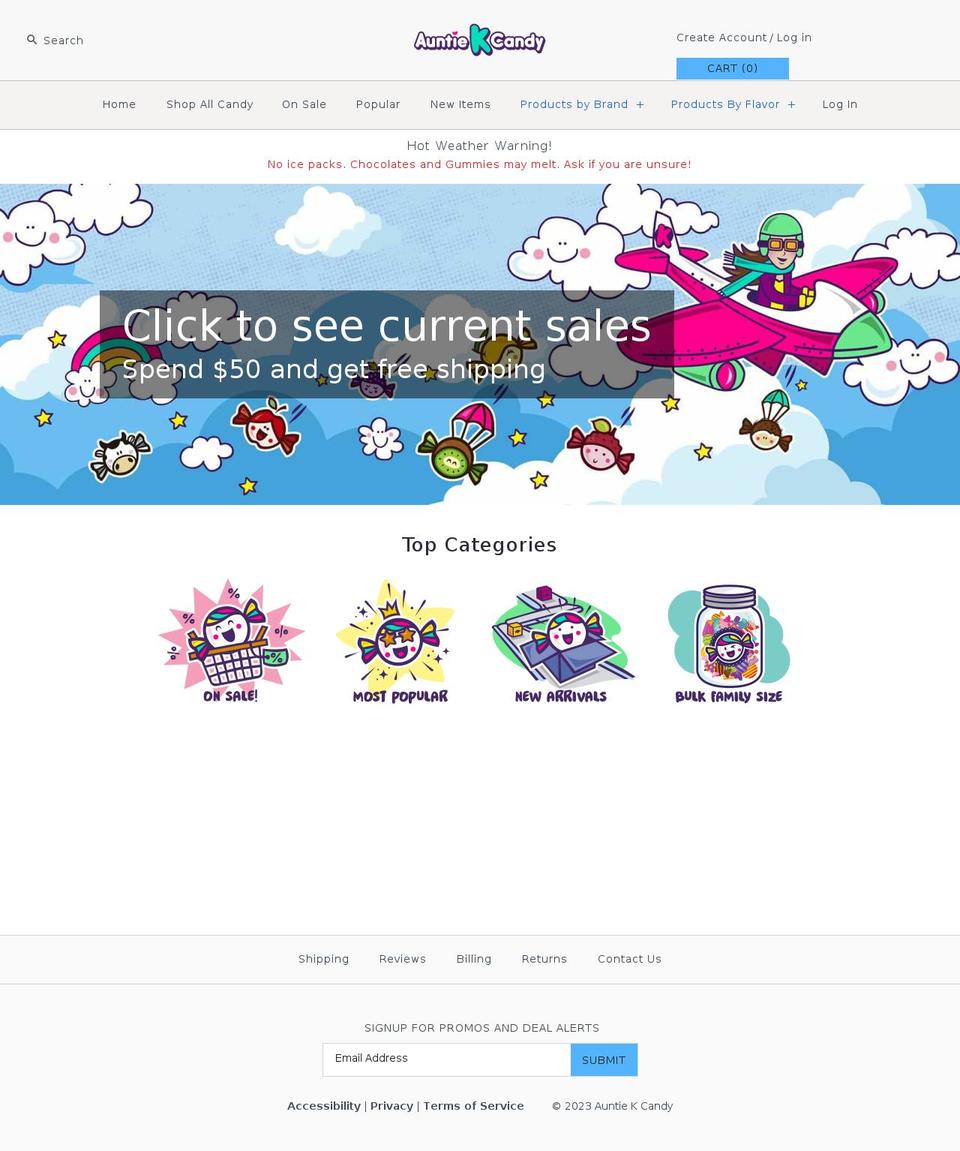 auntie-k-candy.myshopify.com shopify website screenshot