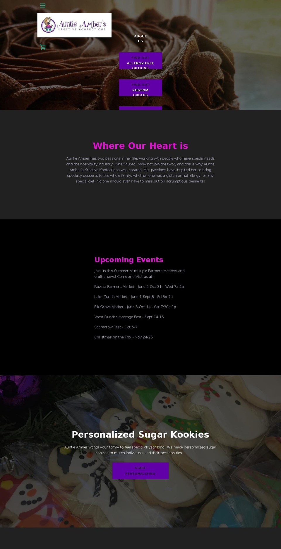 auntieambers.com — Shopify storefront screenshot