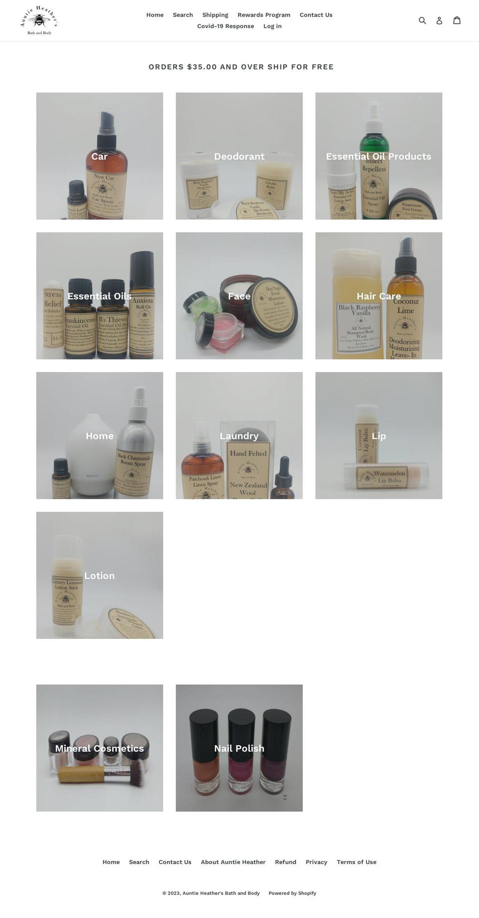auntieheathersbathandbody.com shopify website screenshot
