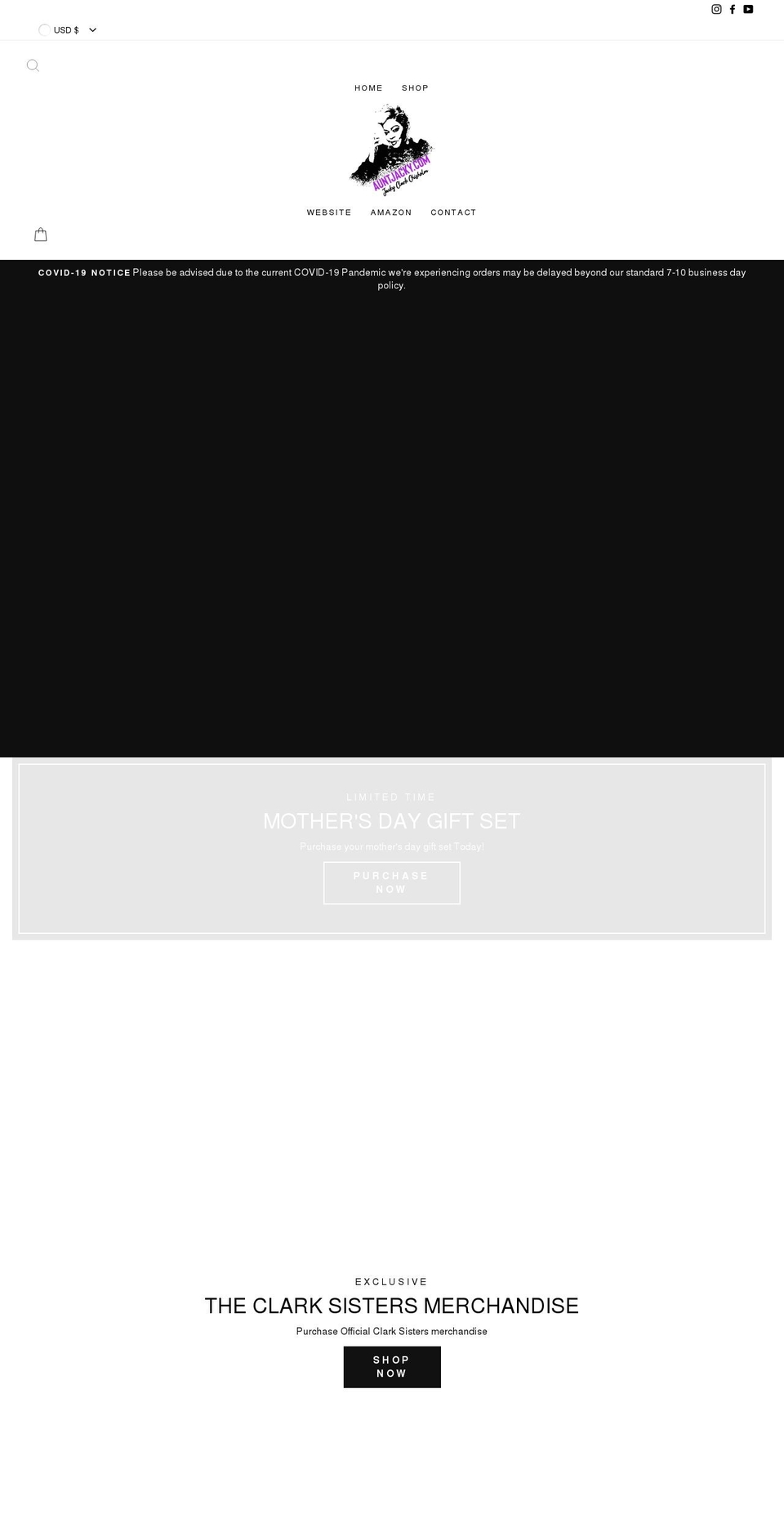 auntiejacky.com shopify website screenshot