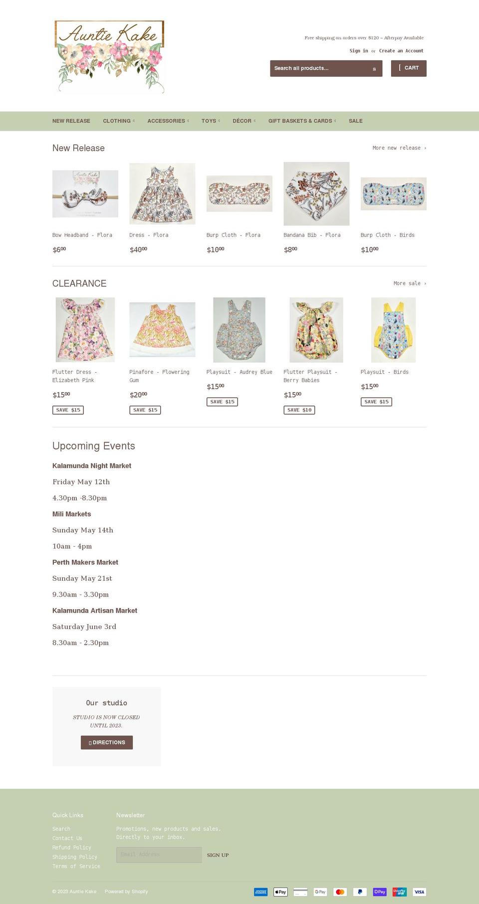 auntiekake.com shopify website screenshot