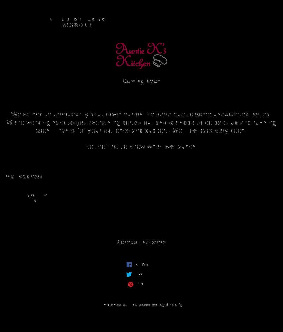 auntiekskitchen.com shopify website screenshot