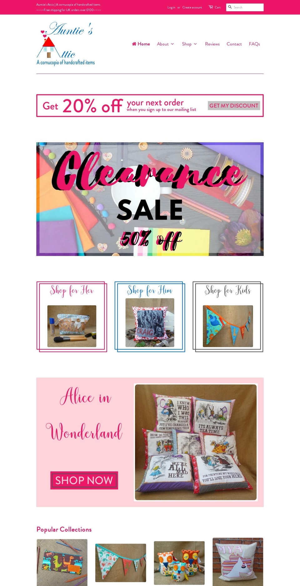 aunties-attic.net shopify website screenshot