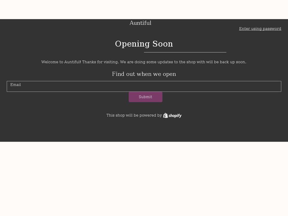 auntiful.com shopify website screenshot