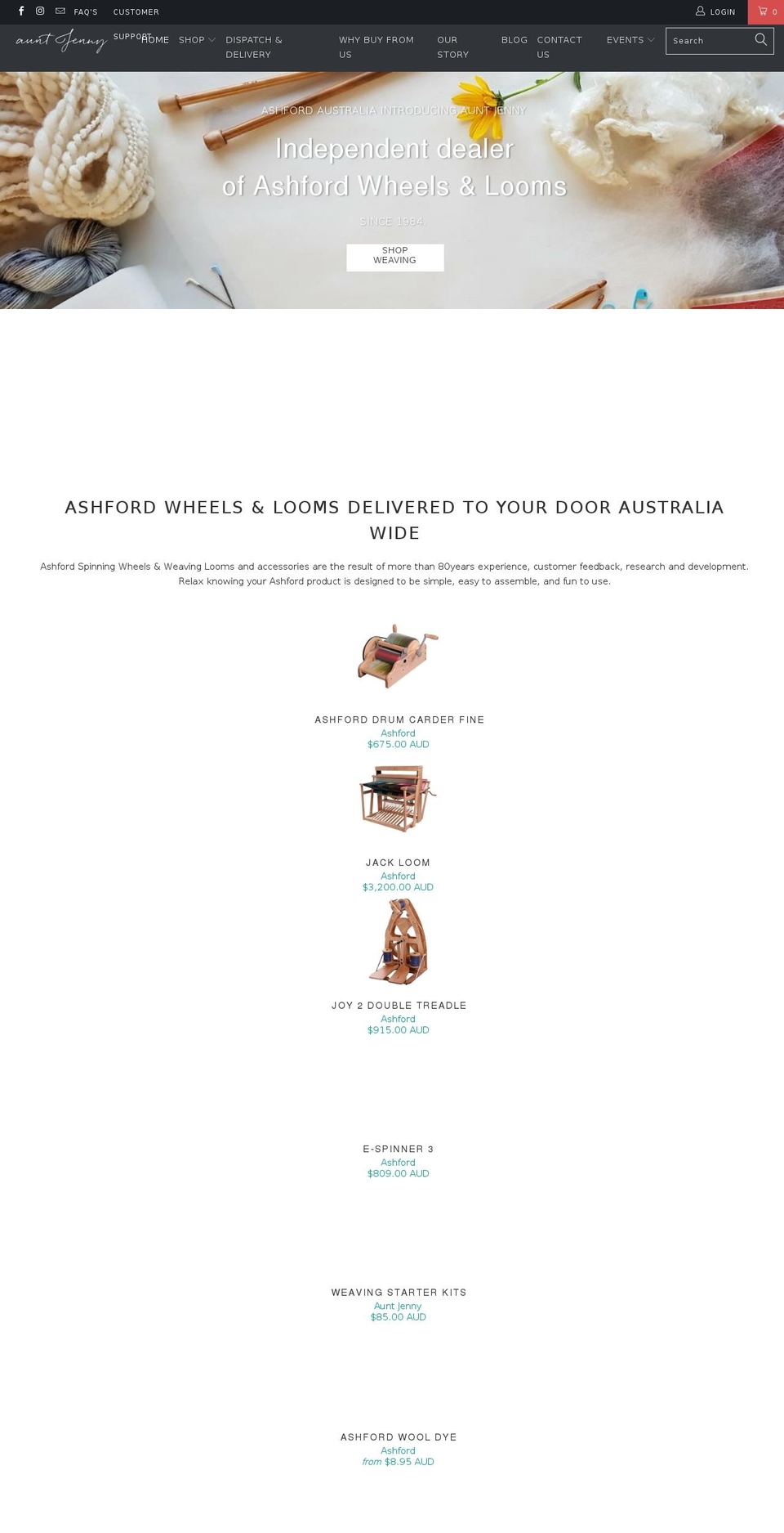 auntjenny.com.au shopify website screenshot