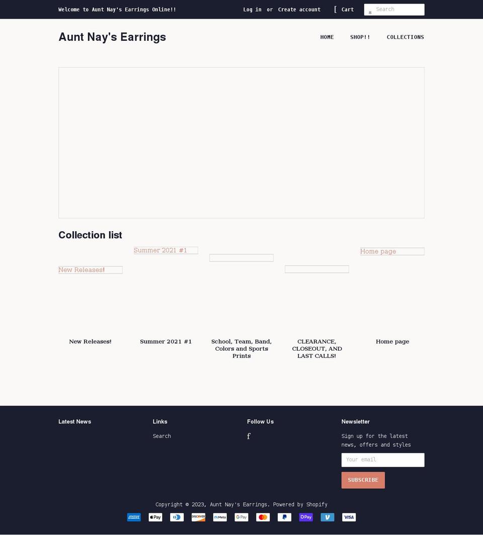 auntnaysearrings.com shopify website screenshot