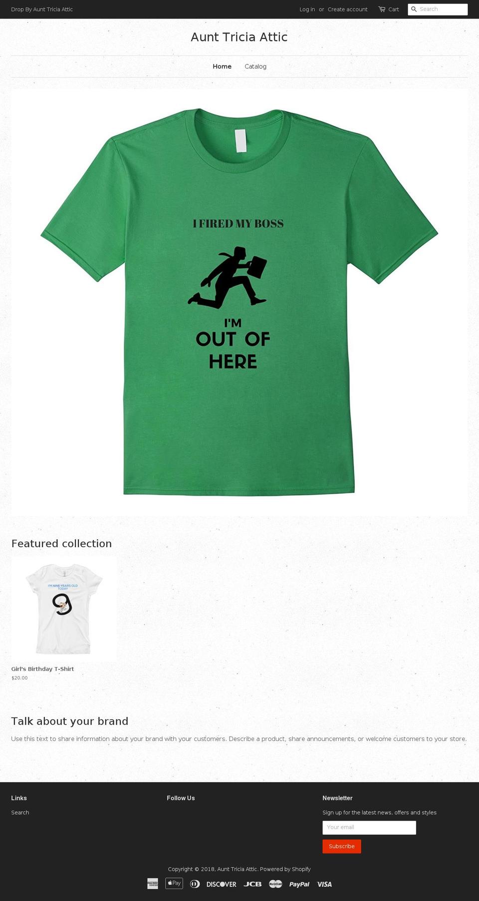 aunttriciaattic.com — Shopify storefront screenshot