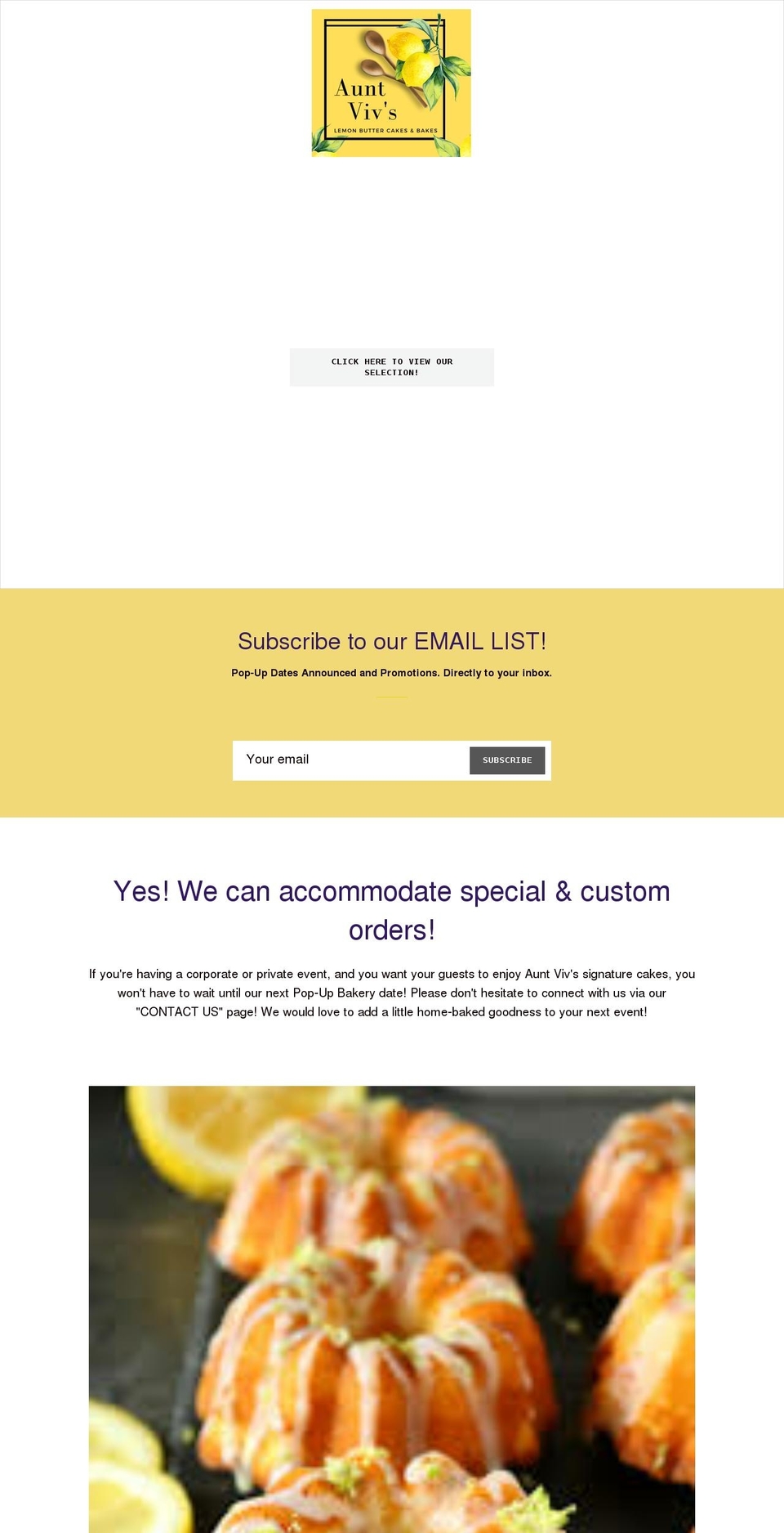 auntvivbakes.com shopify website screenshot