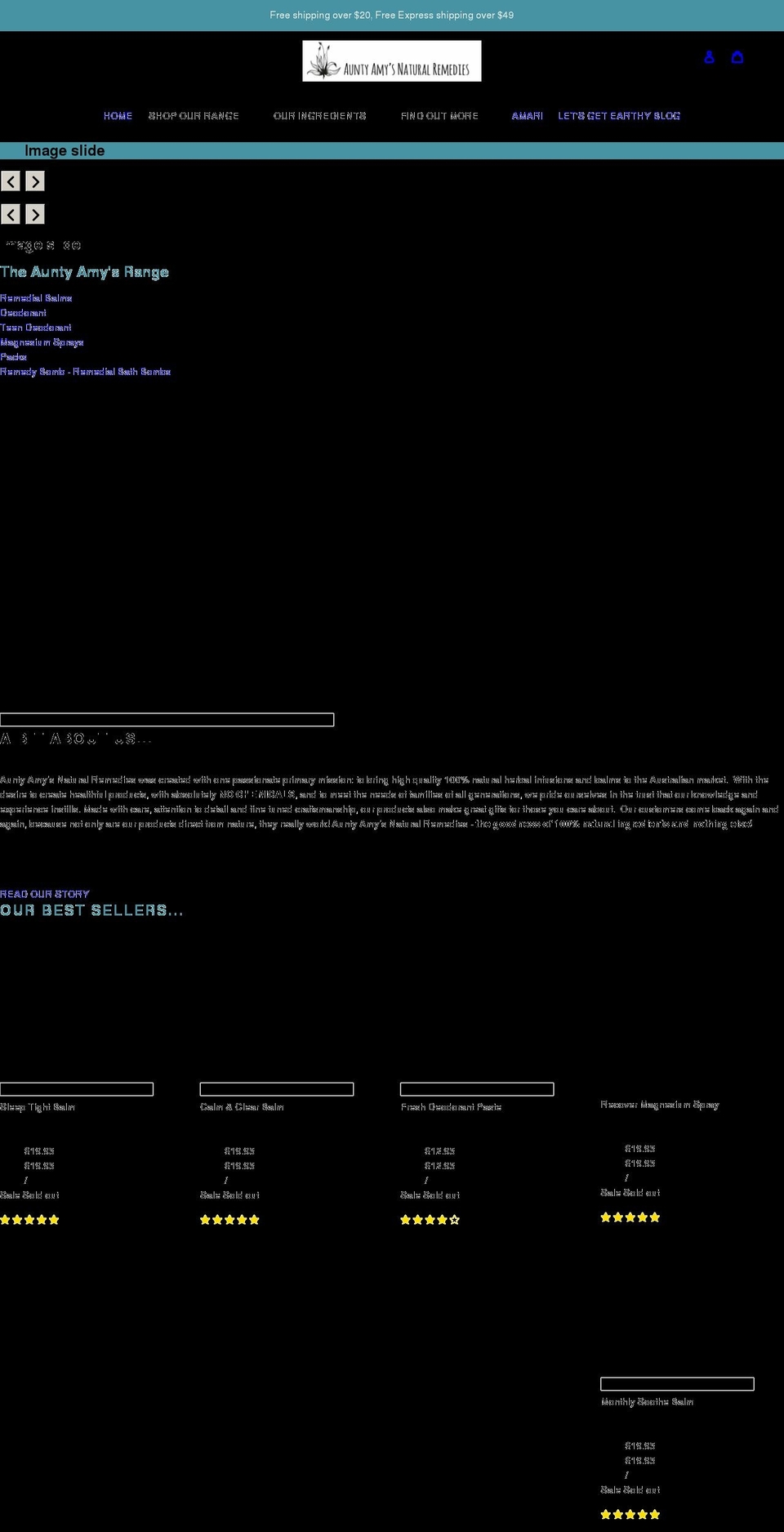 auntyamys.com.au shopify website screenshot