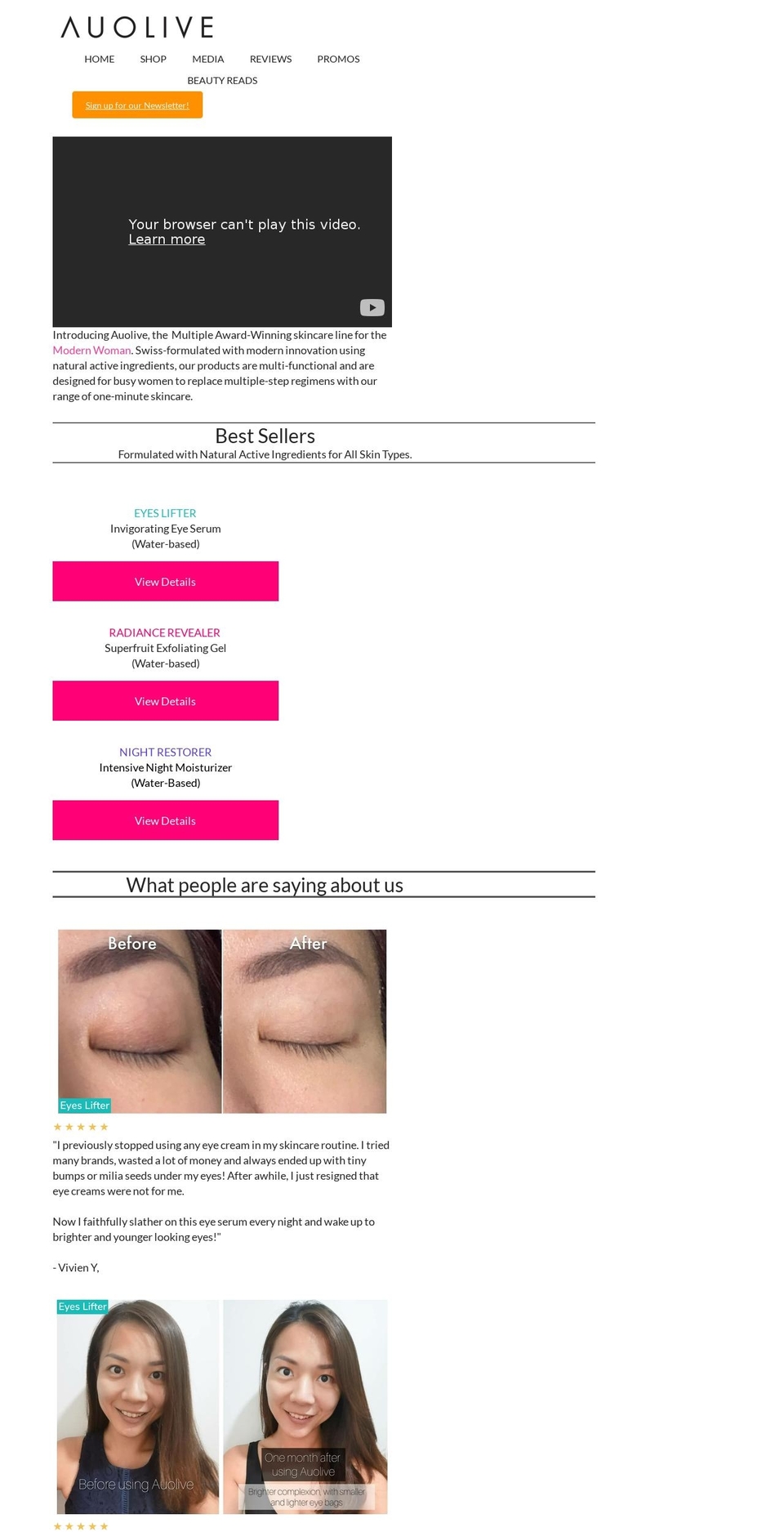 auolive.com shopify website screenshot