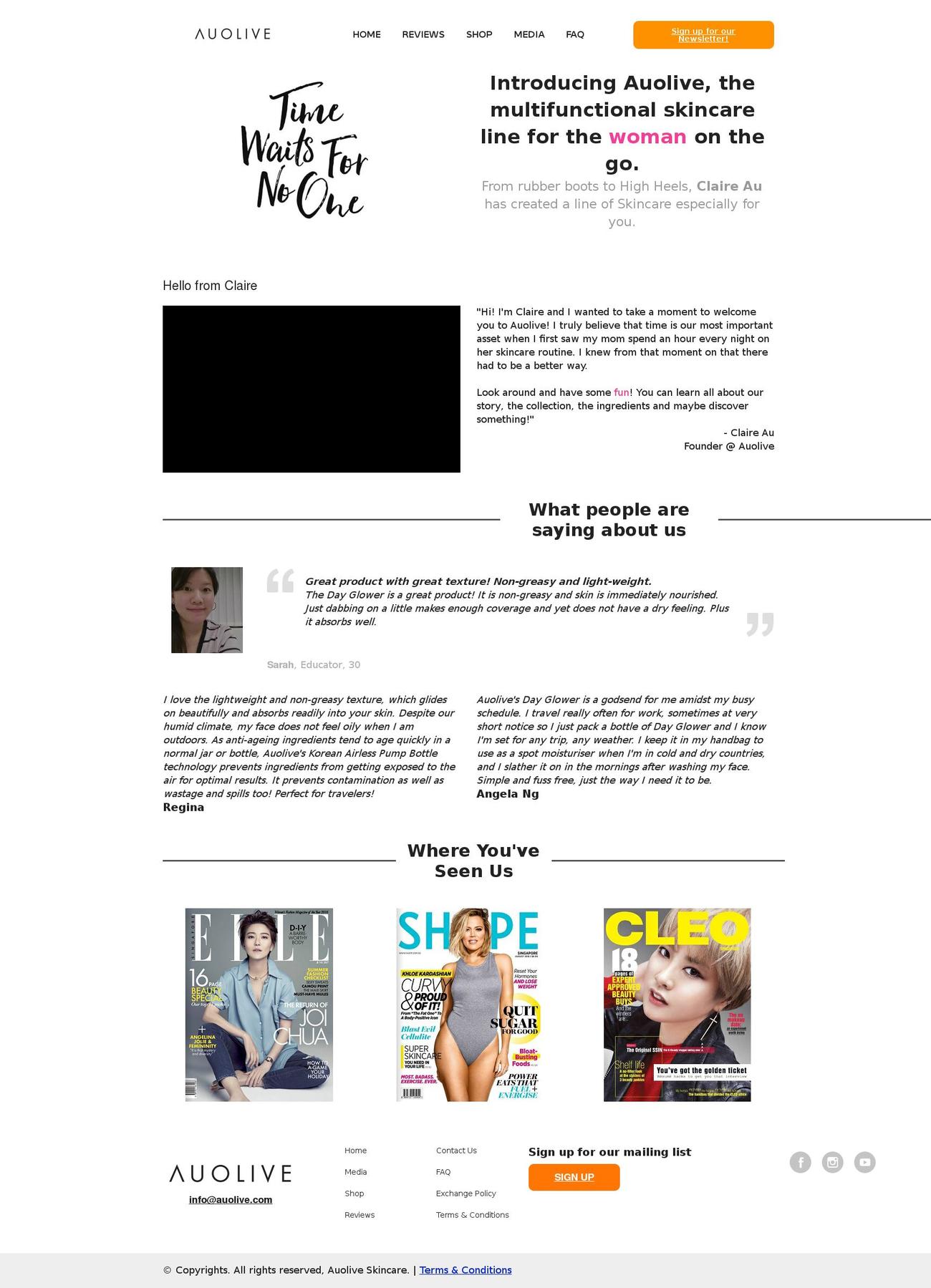 auolive.net shopify website screenshot