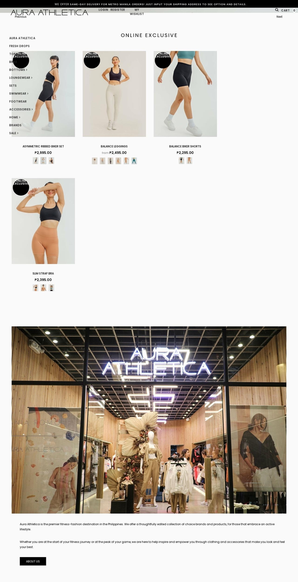 auraathletica.com shopify website screenshot