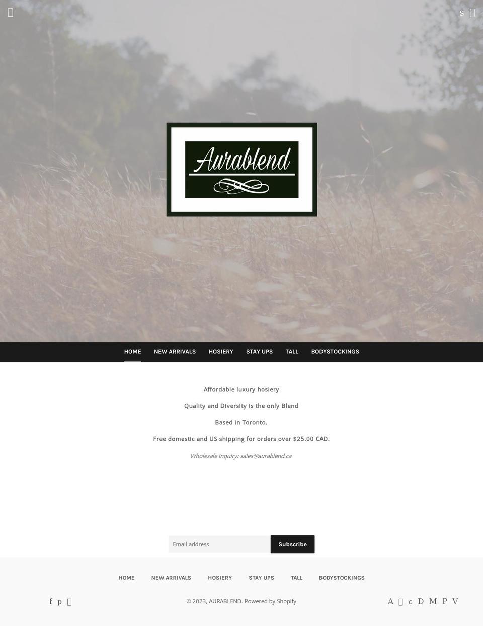 aurablend.ca shopify website screenshot