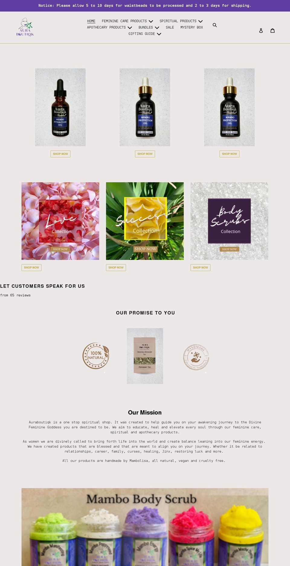 auraboutiqk.com shopify website screenshot