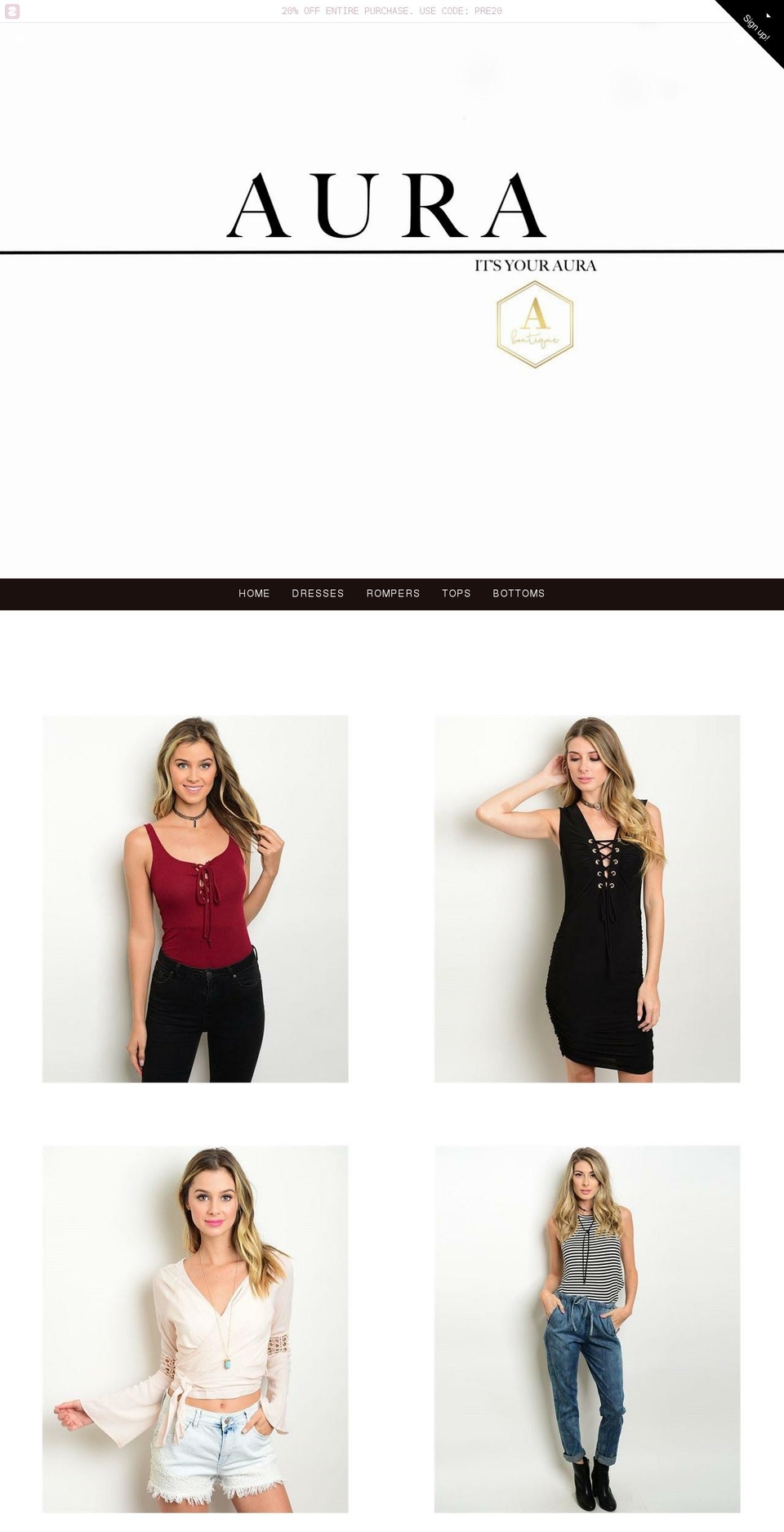 auraboutiques.com shopify website screenshot