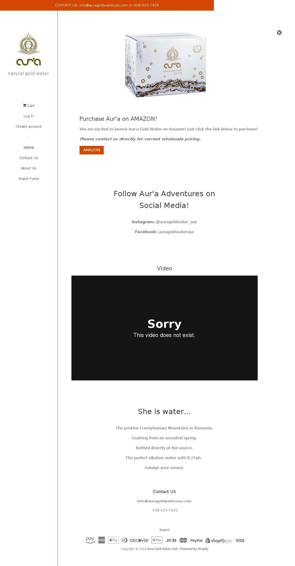 auragoldwaterusa.com — Shopify storefront screenshot