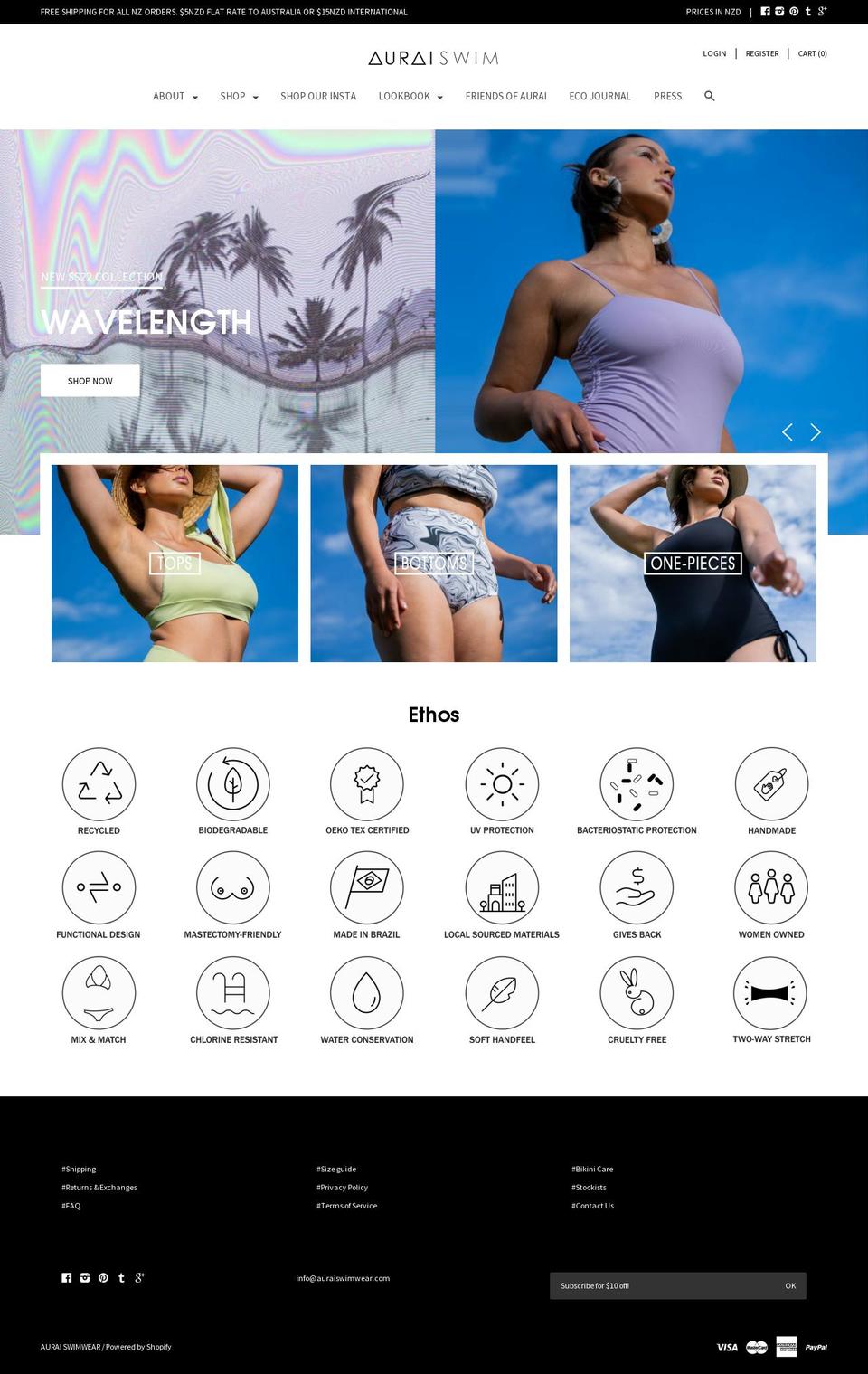 auraiswimwear.com shopify website screenshot