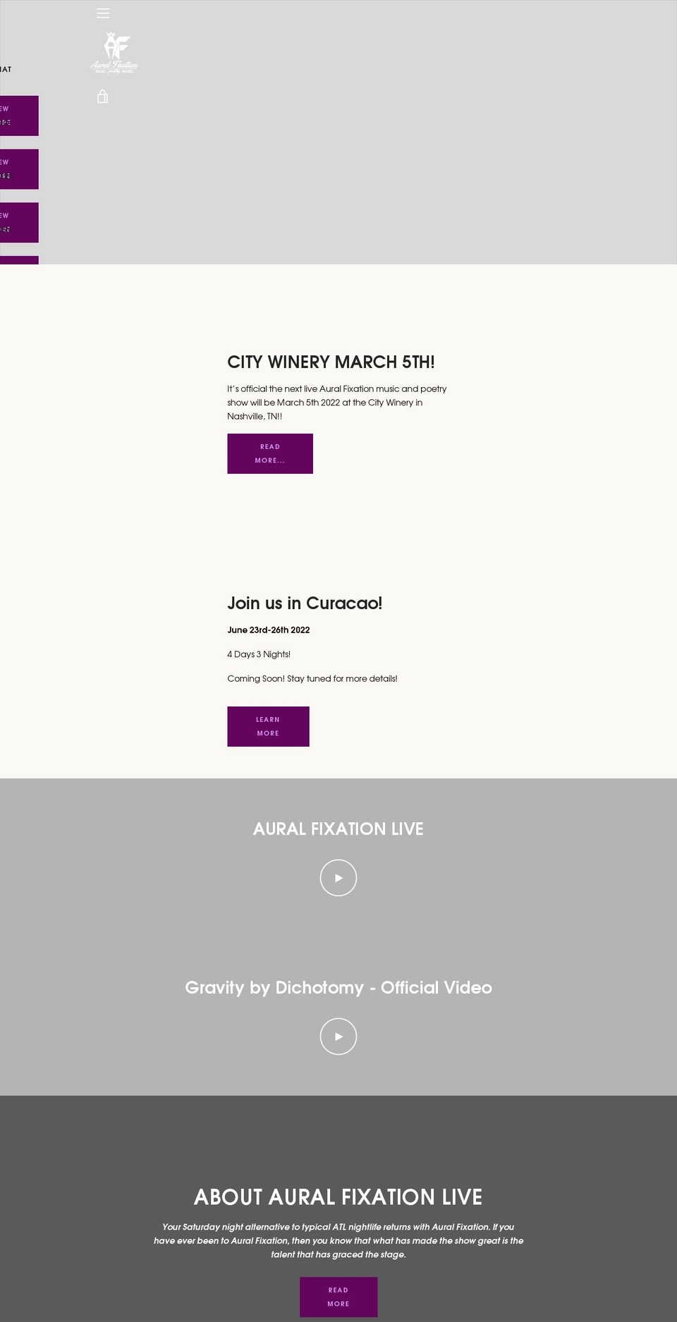 auralfixationlive.com shopify website screenshot