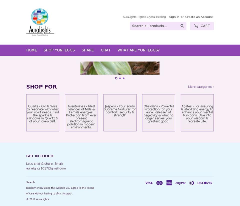 auralights.net shopify website screenshot