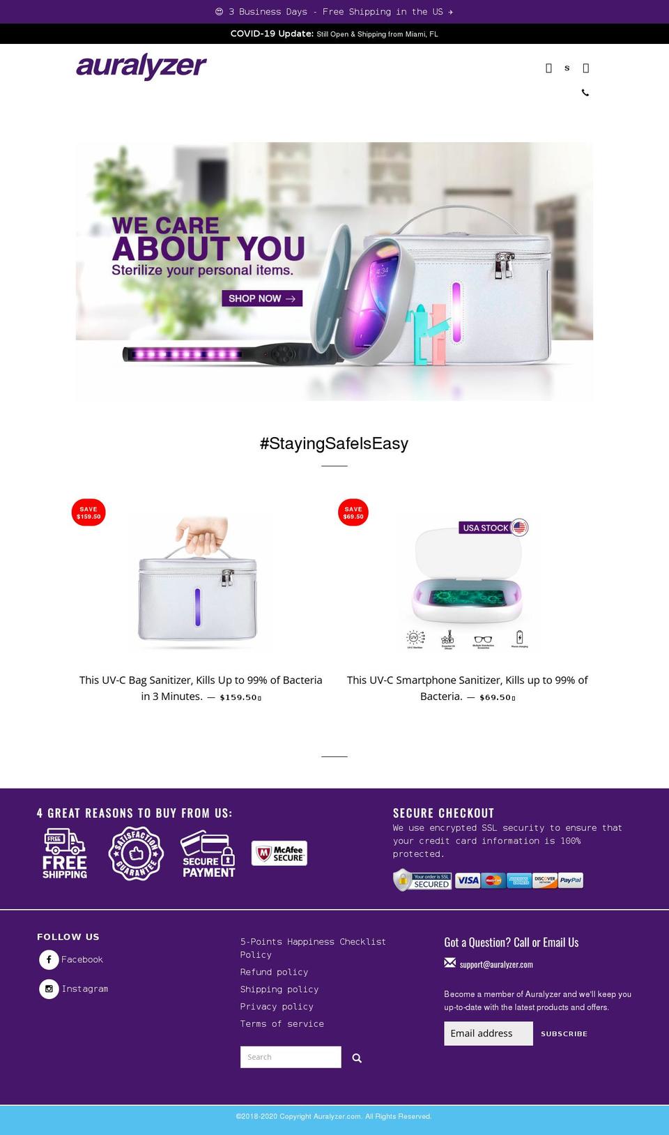auralyzer.com shopify website screenshot