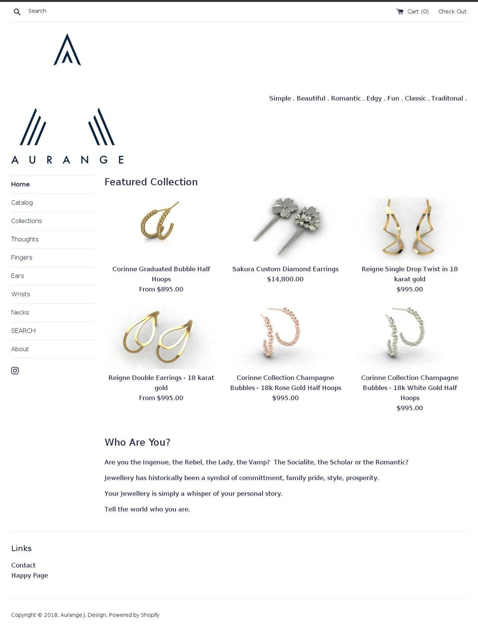 aurangejewellery.com shopify website screenshot