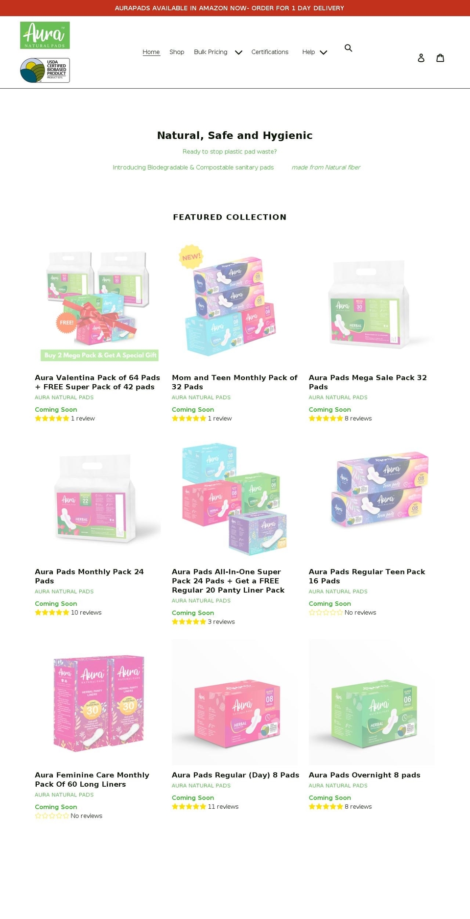 aurapads.com shopify website screenshot