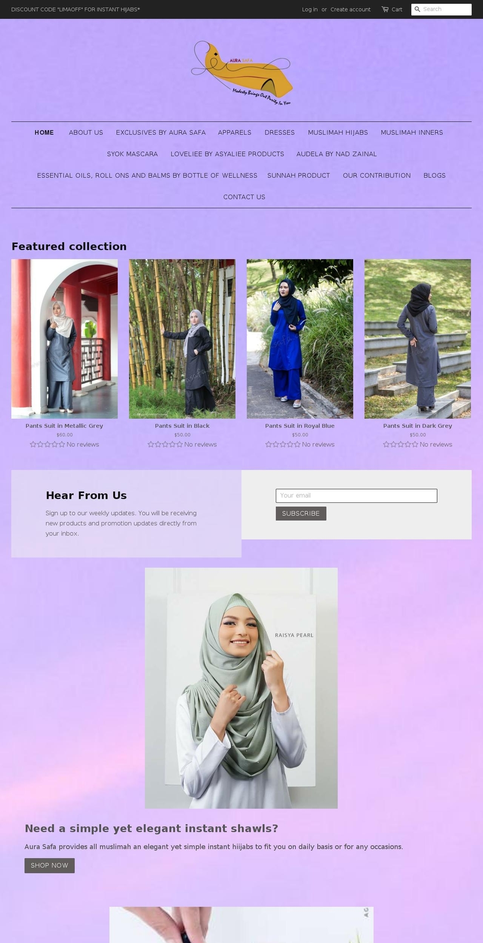 aurasafa.com — Shopify storefront screenshot