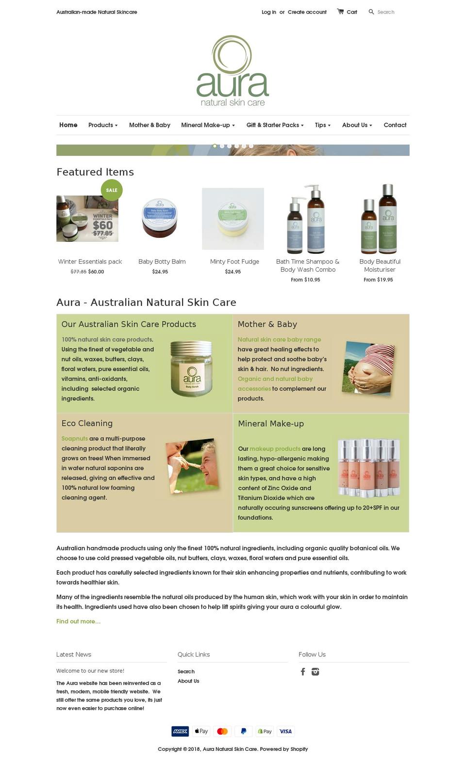 auraskincare.com.au shopify website screenshot