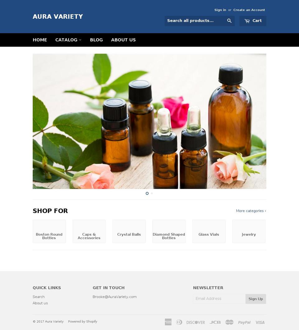 auravariety.com shopify website screenshot
