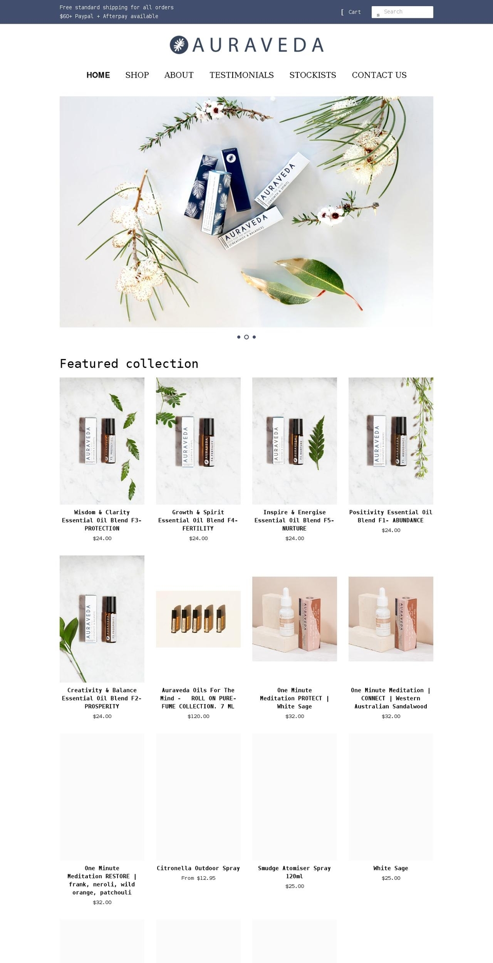 auraveda.com.au shopify website screenshot