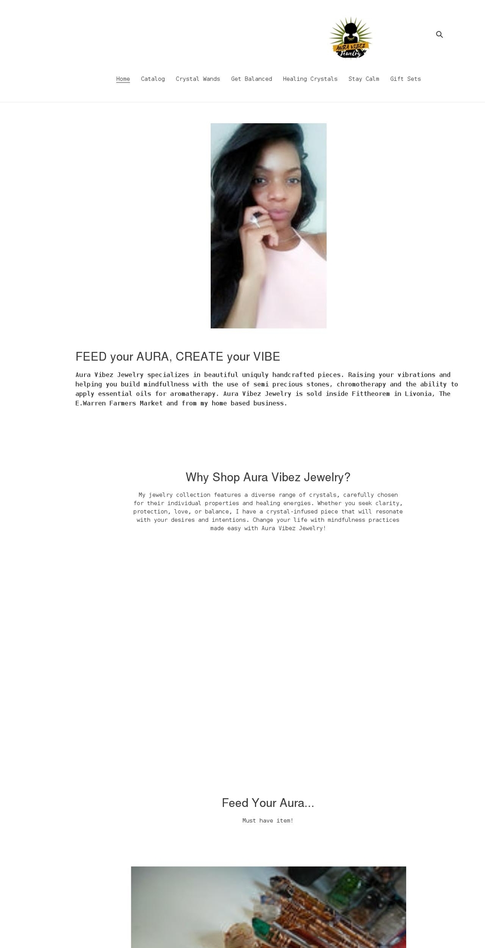 auravibezjewelry.com shopify website screenshot