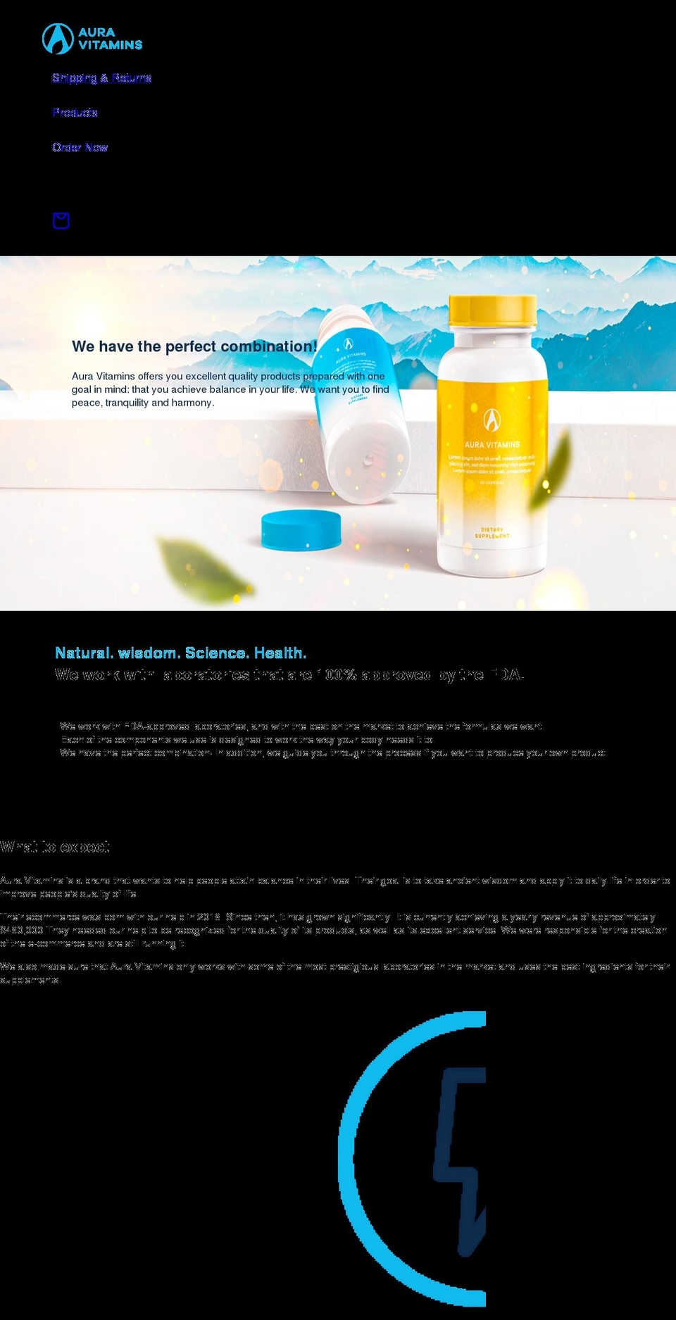 auravitamins.com shopify website screenshot