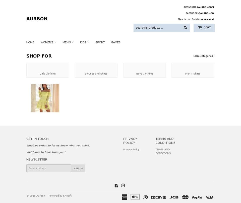 aurbon.com — Shopify storefront screenshot