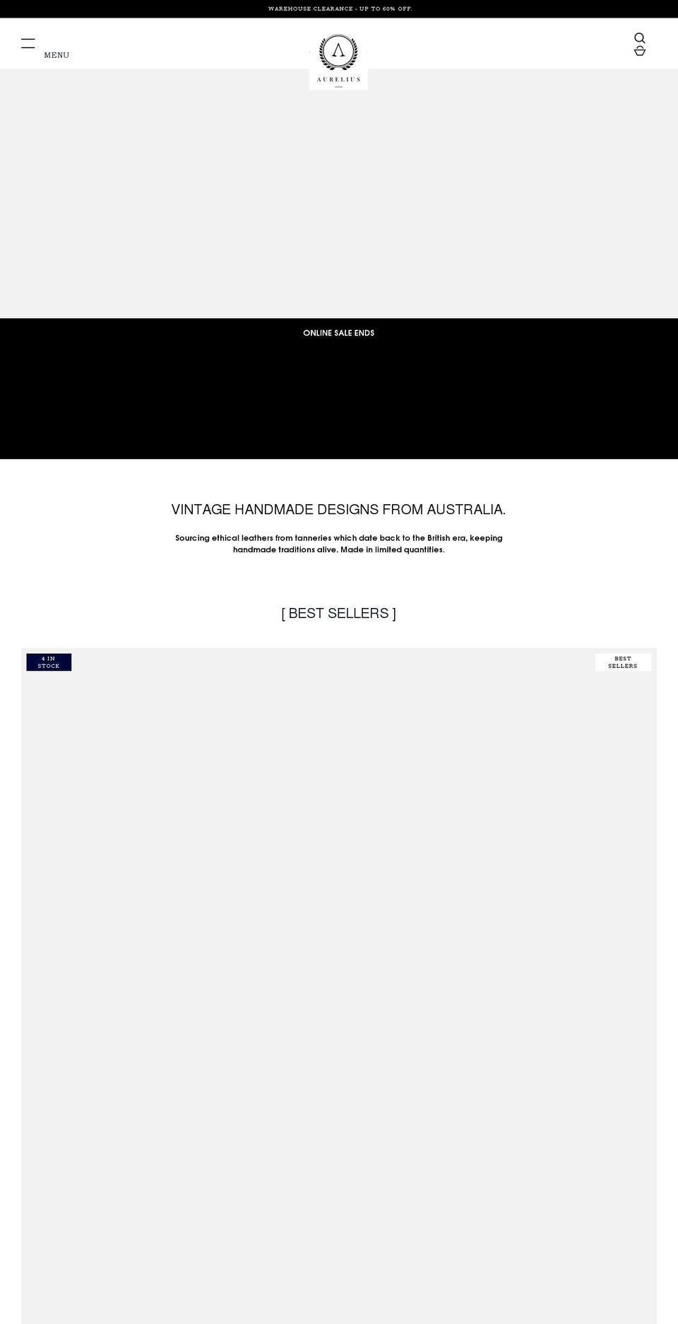 aureliusleather.com — Shopify storefront screenshot