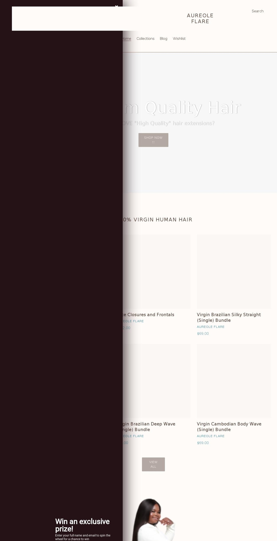 aureoleflare.com shopify website screenshot