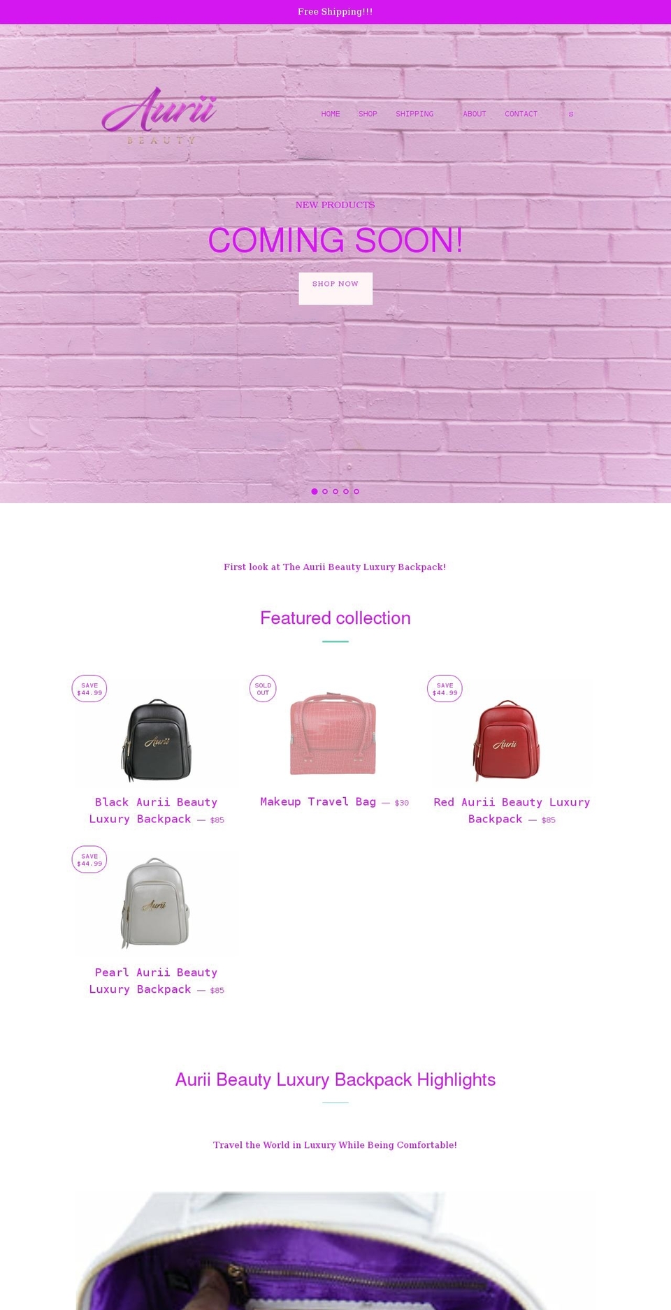 auriibeauty.com shopify website screenshot