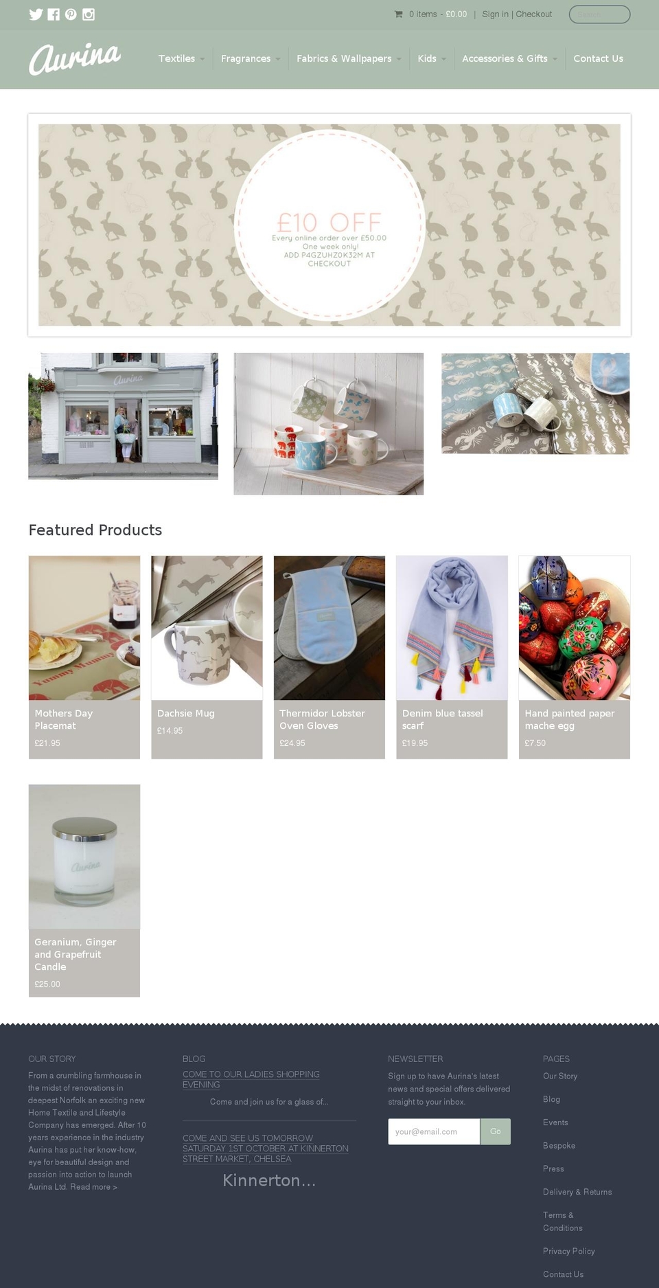aurina.co.uk shopify website screenshot