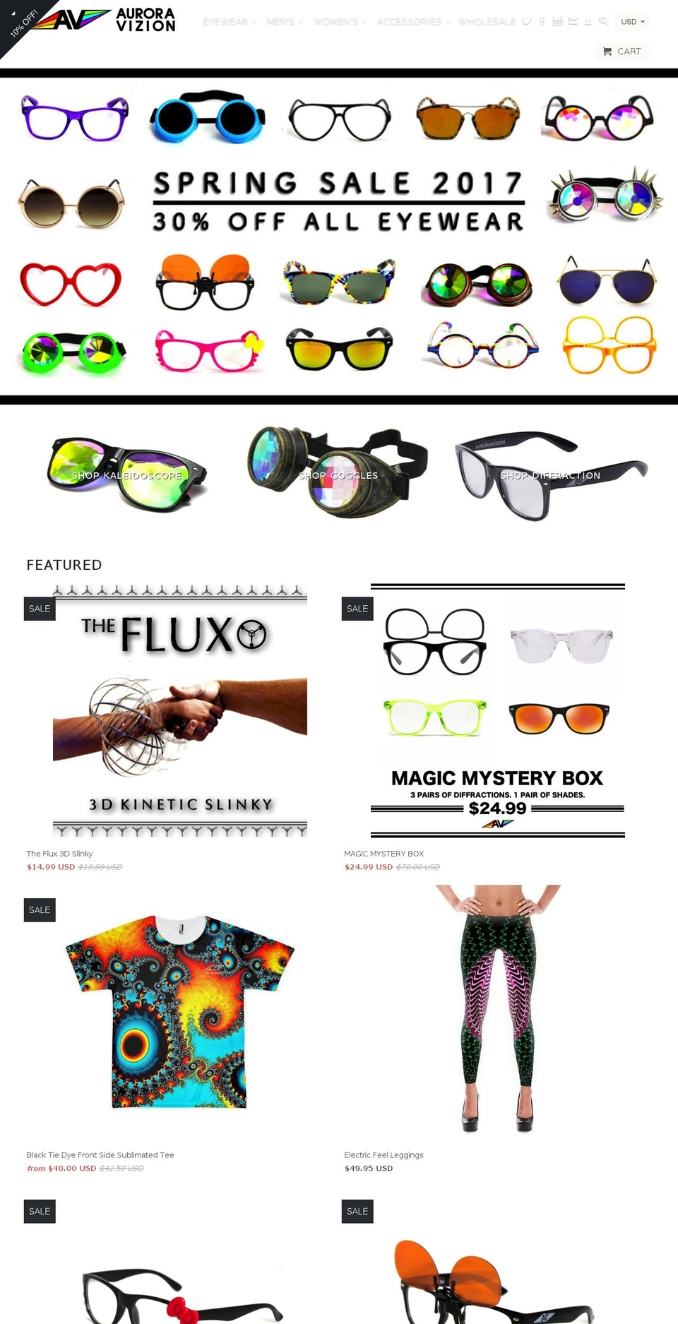 aurora-vizion.net shopify website screenshot